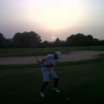 Rafael Nadal playing golf during knee injury